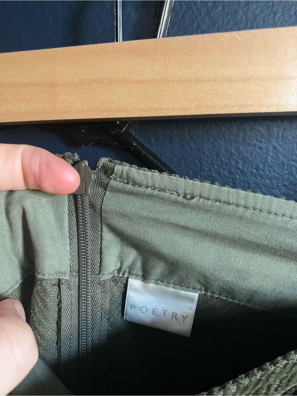 Women's Poetry Olive Green Corduroy A-Line Skirt, yak wool blend - Picture 2 of 4